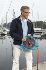 Gardena Original Classic roll-fix platte slang 15m: Voordelige slangenbox met waterslang (Ø 12 mm in de box), automatisch veiligheidsmechanisme, incl. sproeikop, met aansluitstukken (756-20)
