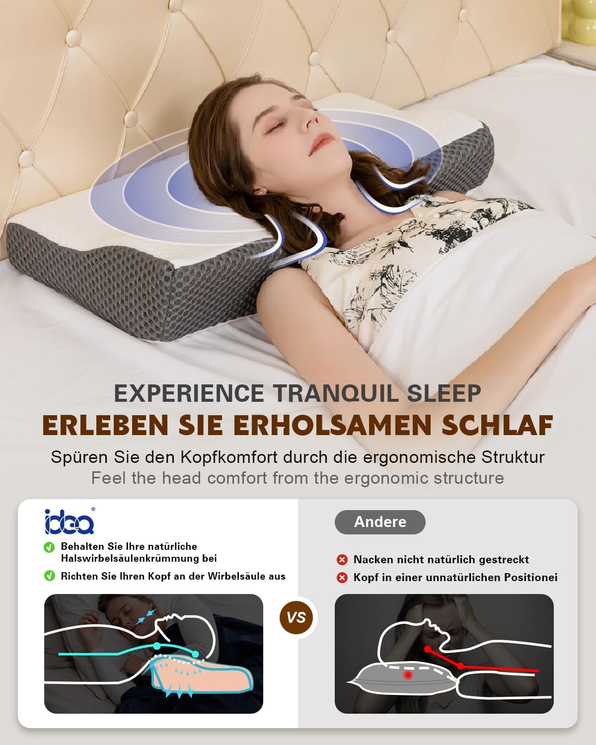 Nekpijnkussen, ergonomisch orthopedisch nekkussen, zijrug buikkussen van memory foam, anti-snurkkussen voor mannen vrouwen (62 * 34,5 * 12/8CM) Cervicale orthopedische kussens Naty Shop