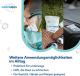 WaterWipes Sensitive+ Vochtige doekjes voor onderweg, 100 doekjes (10 stuks), 3 in 1 Reinigt, verzorgt, beschermt, 99,9% water, geurvrije doekjes