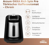 TURKS KOFFIEMACHINE Arzum OKKA RICH SPIN PRO (chroom)