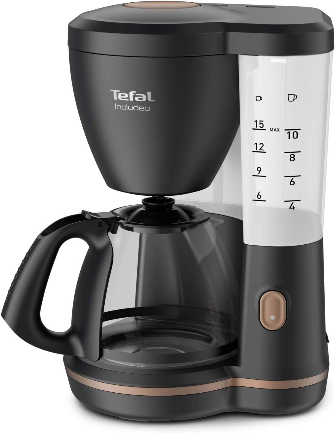 Tefal Incluo Filter-espressomachine, espressomachine Extreem eenvoudig in gebruik, geschikt voor rechts- en linkshandigen, automatische dekselopening, 1,25 l, 10 tot 15 kopjes, CM533811