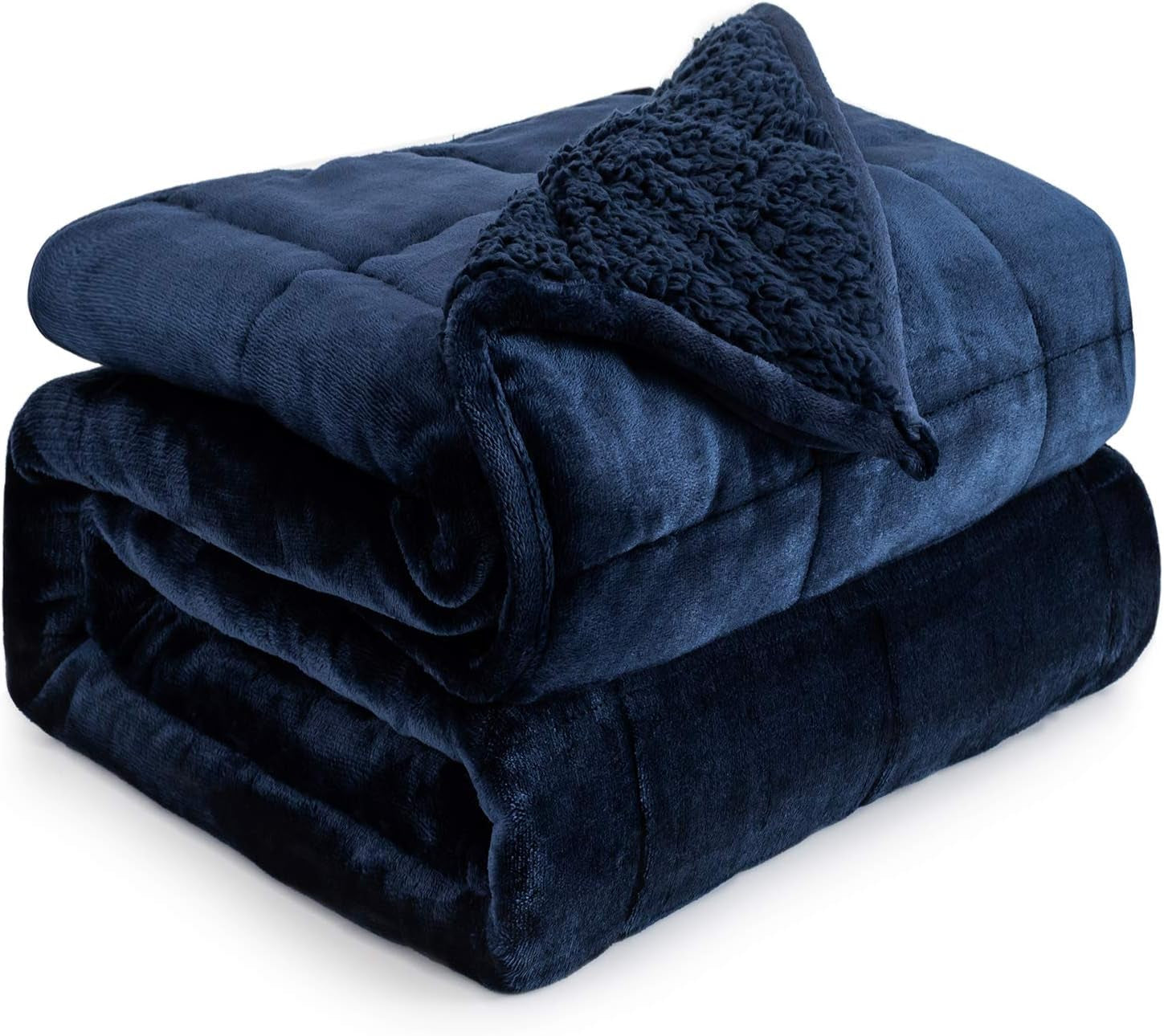 Cottonblue verzwaarde deken 6,8kg Queen size flanel Shaggy Sherpa verzwaarde deken voor volwassenen Comfortabele verzwaarde dekens om te kalmeren en te ontspannen Zware dekbedden 152,4 X 203,2 Naty Shop Quilts & Quilts Marineblauw 48 X 72 15 Lb