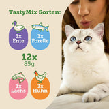 MERA Cats Nature Adult Lekker Mix Premium Natvoer voor Katten 12x85g | Suikervrij en graanvrij | Natvoer voor volwassen katten met een hoog vleesaandeel | Economy-pakket
