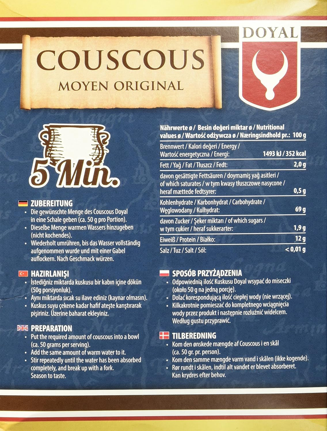 Couscous – Lichte en luchtige couscous met een lichte nootachtige smaak – Een typische Noord-Afrikaanse specialiteit – 1 x 500 g