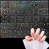 3D Nagelsticker Aurora 30 Blatt Gold Nail Art Sticker Selbstklebend Nagelaufkleber Holografisches Stern Herz Decoratie Nageldesign Zubehör