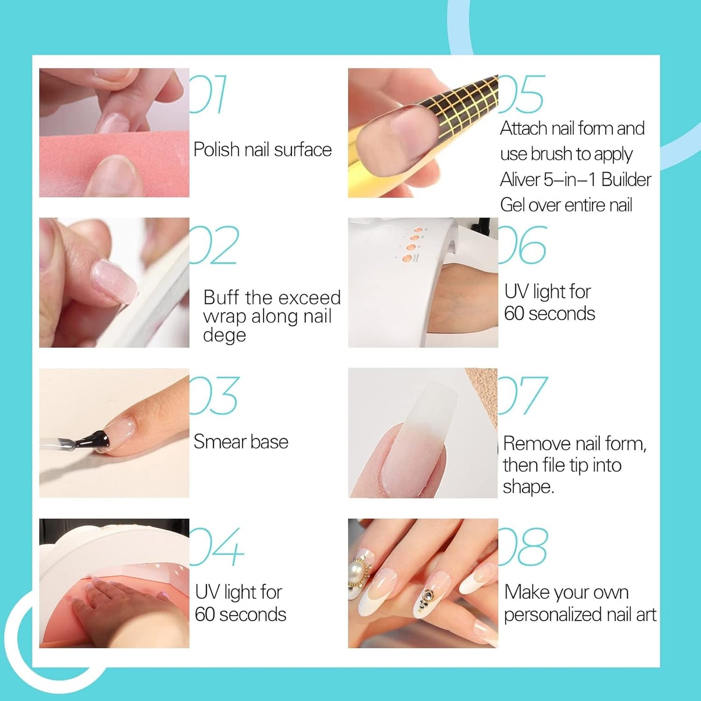 Builder 5 in 1 Builder Gel 15ml, Nail Builder Gel, Nail Builder Gel, UV/LED Nagelverlenging Nagellak, Extensions, Nail Art, Stickers, Gel Nail Builder Gel (wit)
