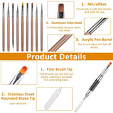 10 Stück Nailart Pinsel Set, Braun Nail Art Penselen Nailart Design Pinsel Nageldesign Pinselfür Gelnägelfür Heimwerker Maniküre Salon Zuhause Nailpinsel Set