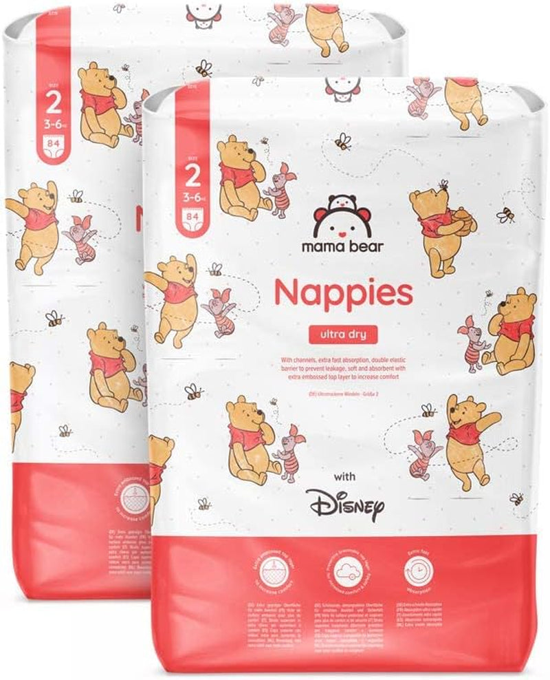 Amazon-merk: Mama Bear Disney Ultra Dry-luiers, maat 3 (4-9 kg) - maanddoos, wit, 172 stuks (2 verpakkingen van 86)