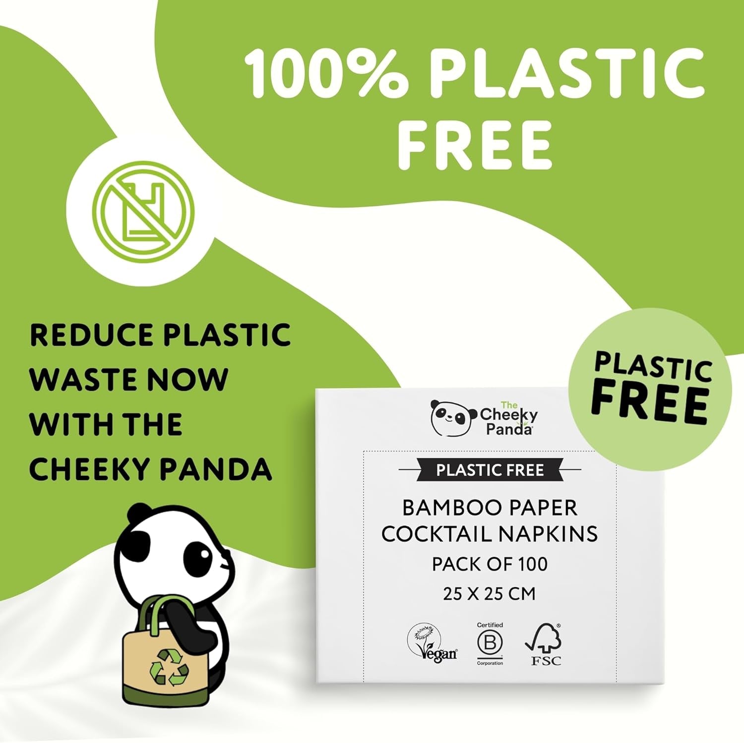 De Cheeky Panda Bamboe Cocktail Servetten | witte servetten 100 stuks papieren servetten