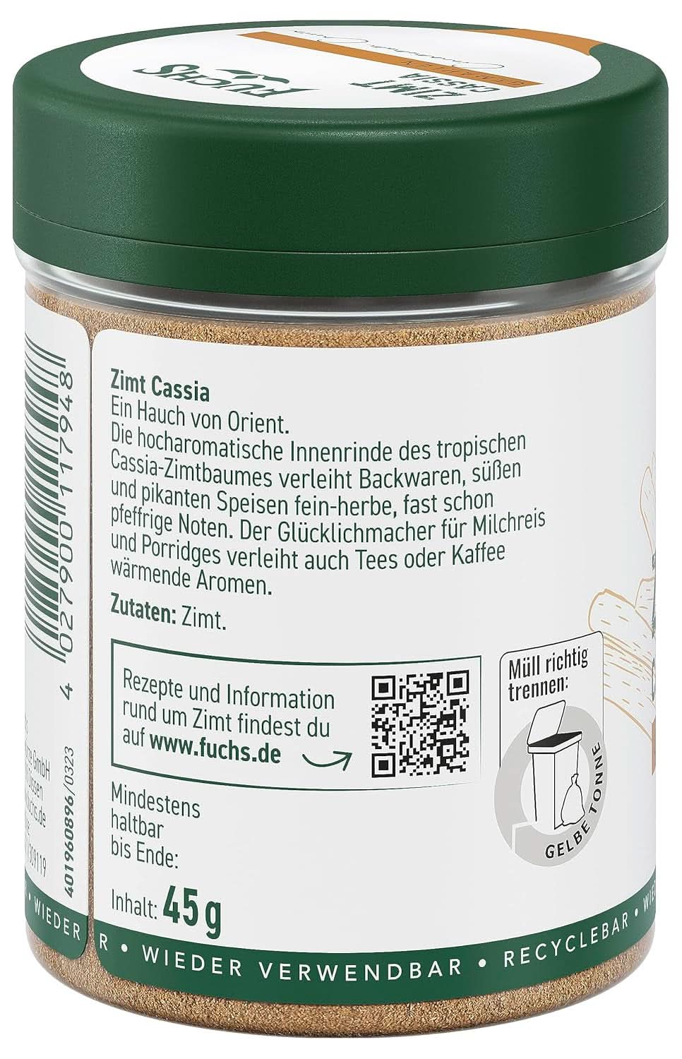 Fuchs Gemalen Cassia Kaneel - Voor het op smaak brengen van gebak, desserts of thee, 45 gram Specerijen Naty Shop
