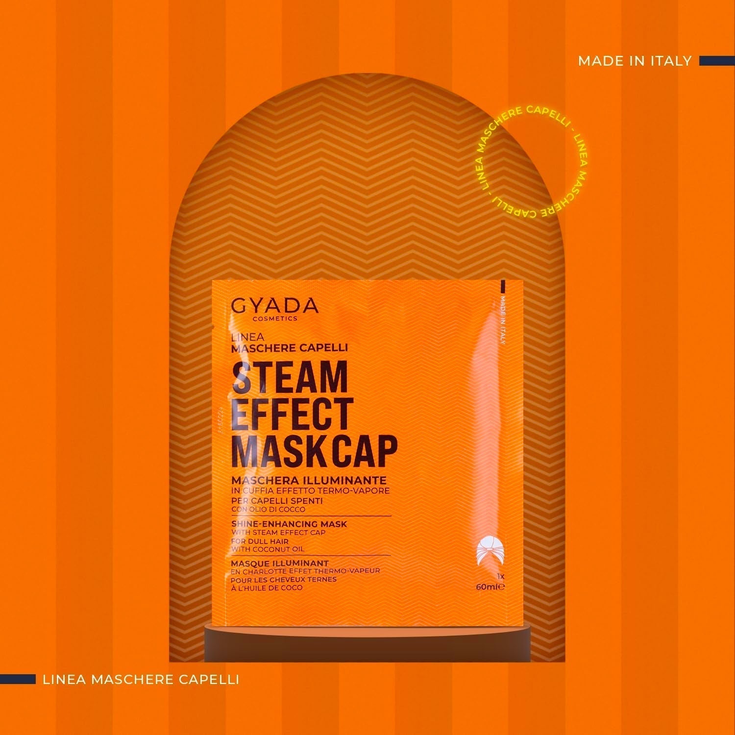 GYADA COSMETICS, haarmasker van licht en revitaliserend materiaal, geeft glans en zachtheid, voedende en herstellende werking, met thermische kap, op basis van kokosolie en avocado, 60 ml Naty Shop haarmasker