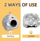 Katzenhöhle Plüsch Katzenhaus met wasbarem Kissen Faltbare Katzenzelt Höhle met handvat Weiches en Warmes Katzenbett für Drinnen 33x33x35cm