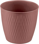 Set van 5 bruine potten, diameter 16 cm - Stevige kunststof potten - Decoratieve plantenbak met afwateringsmogelijkheid - Elegante pot voor binnen en buiten