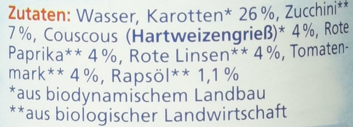 Biologische linzenstoofpot met couscous (vanaf 6 maanden), 190 g
