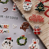 Kerst 3D-nagelstickers 4 vellen 5D-nagelstickers Stereoscopische nagelstickers Decoraties Nageldesignaccessoires
