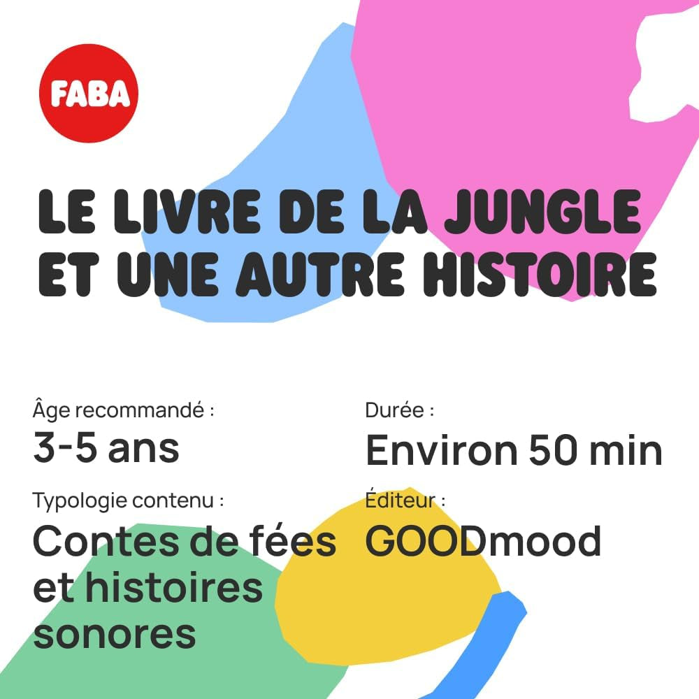 Figuur met geluid, Het Jungleboek en nog een verhaal... - Franse versie - Kinderen 4-6+ - Sprookjes en geluidsverhalen - Speelgoed, educatieve inhoud Speelgoed Bebe Naty Shop