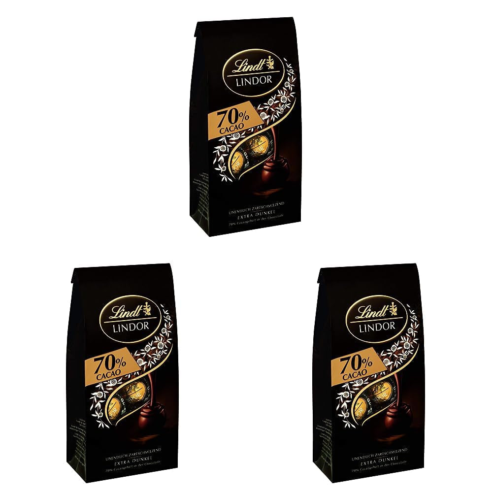 Lindor chocoladebolletjes 70% extra pure cacao | Zak van 137 g | Ongeveer. 10 bolletjes fijne pure chocolade met smelt-in-je-mond-vulling | Geschenk van chocolade | Chocolade geschenk