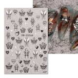 JMEOWIO Nagelsticker Schmetterling 9 Blatt Nail Art Sticker Selbstklebend Nagelaufkleber Mond Decoratie Nageldesign Zubehör