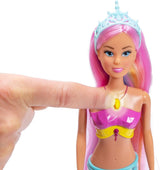 Simba Steffi Love Mermaiserende zeemeerminpop met regenbooglichtfunctie, extra lang haar, dolfijnfiguur en haarclips, 39 cm hoog, Try-Me-functie, vanaf 3 jaar