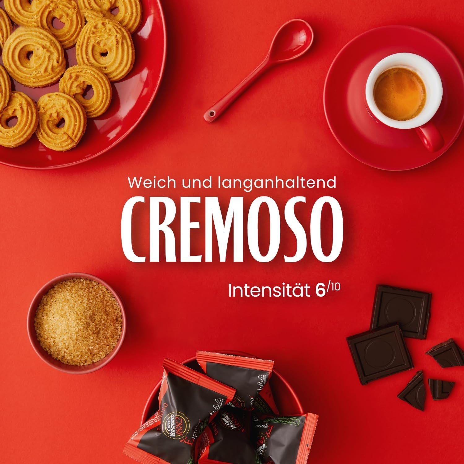 Caffè Vergnano 1882 - Èspresso Composteerbaar Kaffeekapseln, compatibel met Nespresso, Cremoso (romig) - Packung Enthält 100 Kapseln