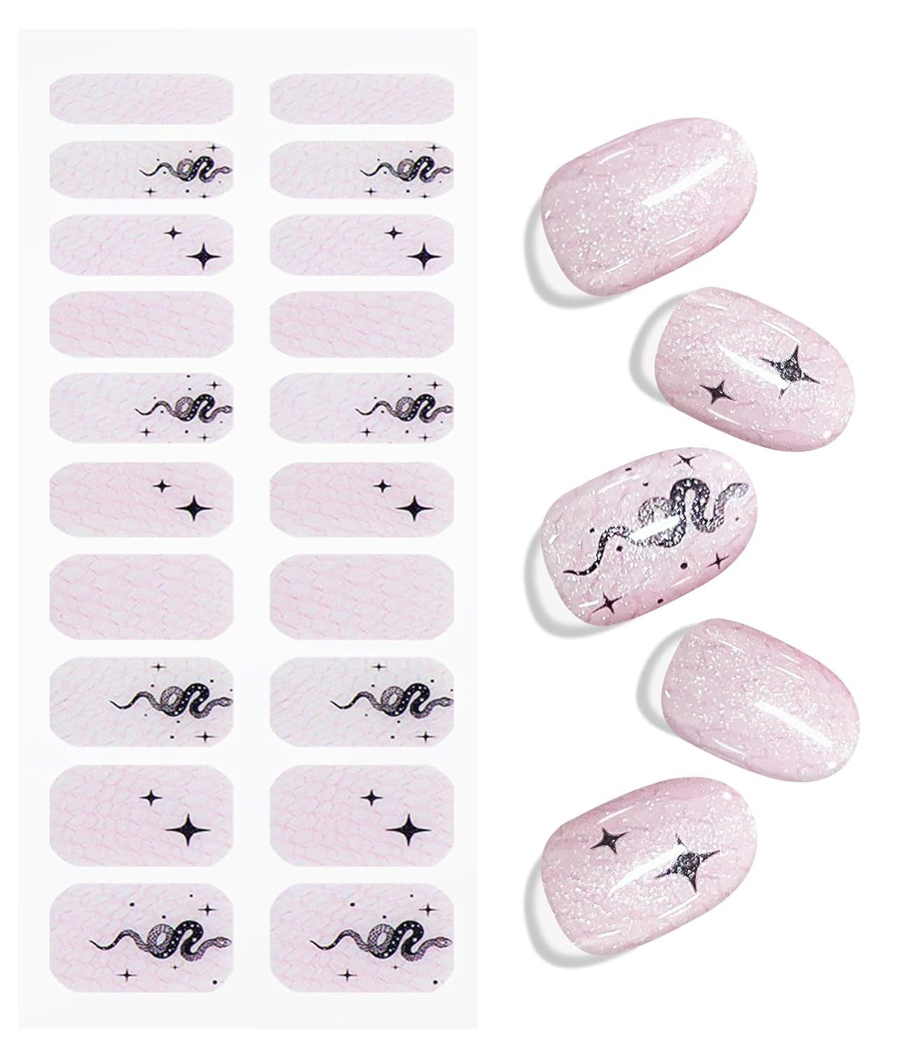 JMEOWIO Nagelfolie UV Hartend Schlange Stern UV Gel Nail Strips Nagelsticker Nagelaufkleber Nail Art Decoratie Nageldesign Zubehör