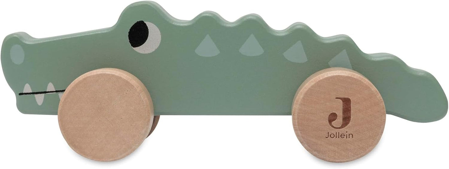 Jollein 112-001-67090 Houten speelgoed op wielen, groen Babyspeelgoed Naty Shop Croco