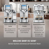 Caso Espresso Gourmet - Espressomachine met portafilter van roestvrij staal, krachtige Ulka-pomp van 19 bar, met melkopschuimer, voor gemalen koffie of ESE-koffiecapsules, voor 2 kopjes, met kopjeswarmer