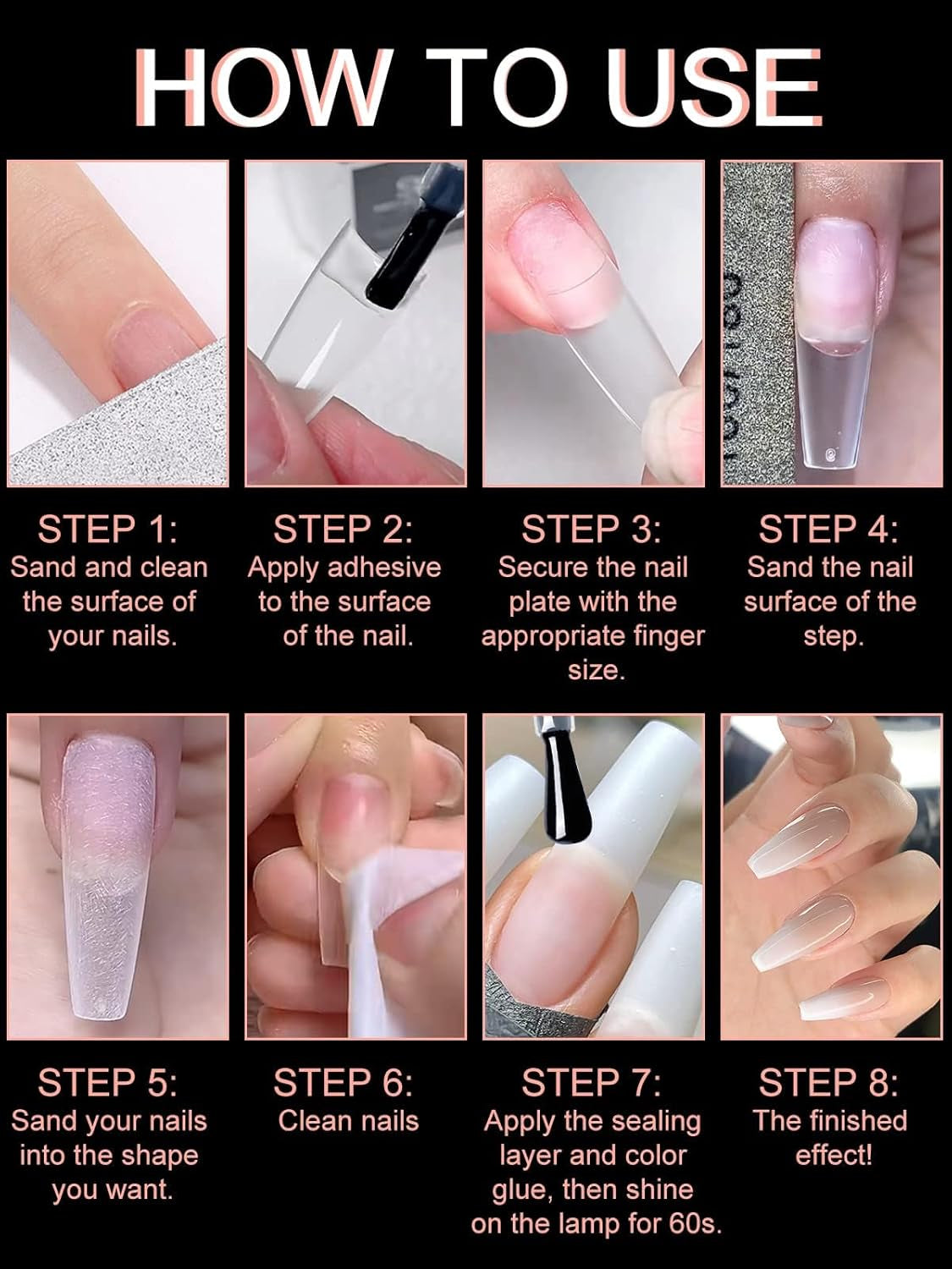 EBANKU 500 stuks kunstmatige nep-nageltips matte zachte gel heldere tips kunstmatige nageltips voor nagelverlengingen valse nagelset 12 maten-A