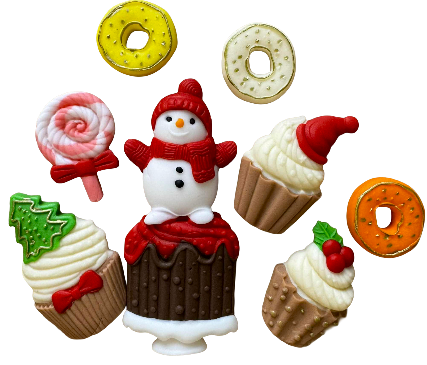 Set van 8 eetbare decoraties, kerstversieringen van Sugar Paste Nati Shop