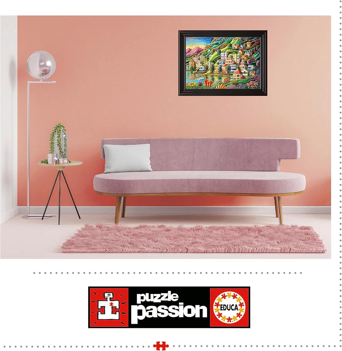 Educa - Puzzel 500 stukjes voor volwassenen | Kleurrijk dorp aan het meer, puzzel van 500 stukjes voor volwassenen en kinderen vanaf 11 jaar, landschapspuzzel, illustratie (19552) Puzzel Naty Shop