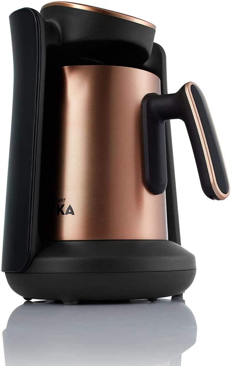 Arzum Okka Minio Turks koffiezetapparaat, Moka, 1-4 kopjes, 300 ml roestvrijstalen pot, morsbescherming, slim zetsysteem, wasbare pot, 480 W, koper