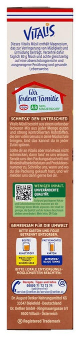 Dr. Oetker Vitalis Chocolade Muesli Classic: Ontbijtmuesli met melk- en pure chocolade, verpakking van 7 (7 x 600 g)