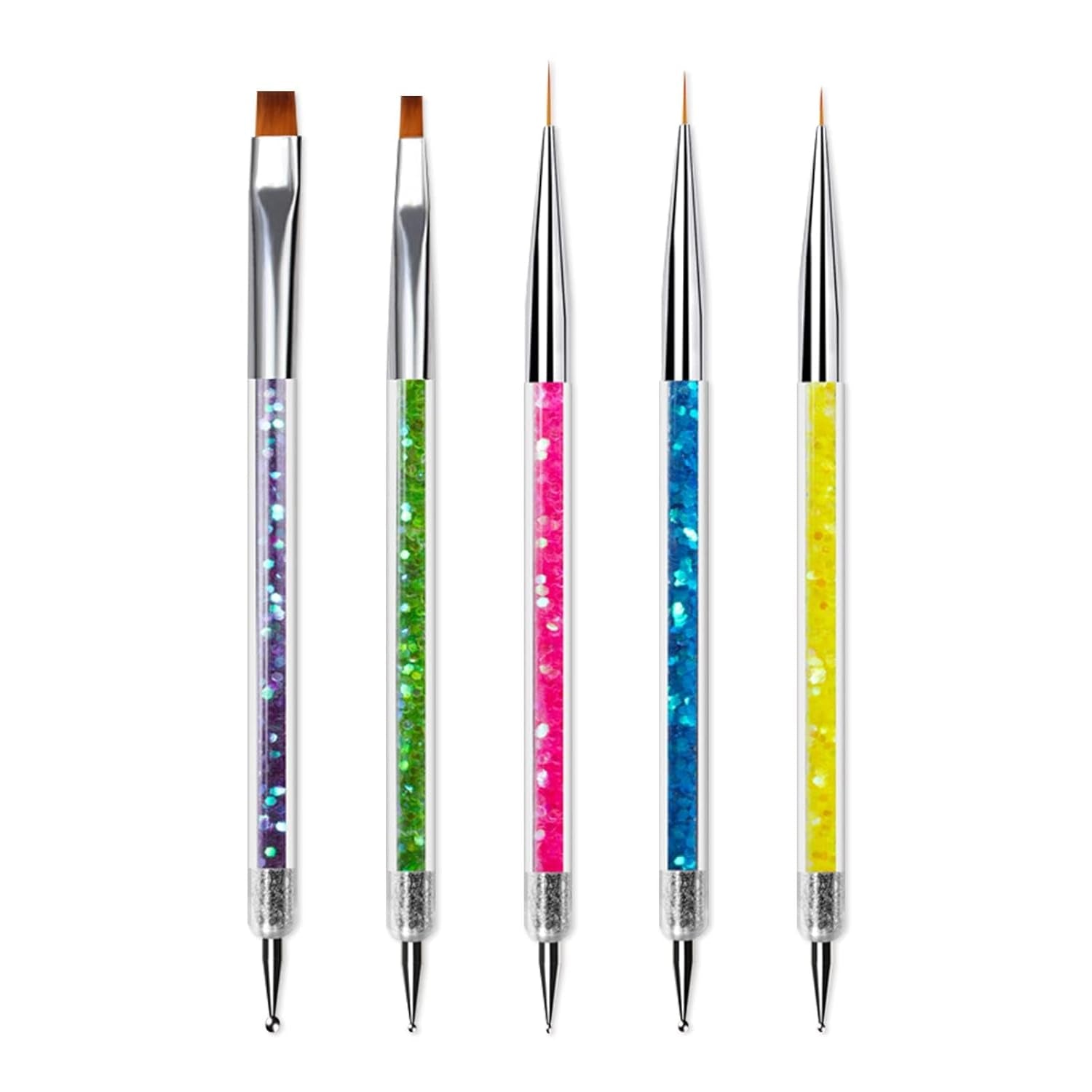 Sullarpek Nail Art Pinsel, 5 Stück Nageldesign Pinsel, Nail Art Dotting Tools, Nail Art Liner-Pinsel, Zum Herstellen Von Nagellack, Punktieren, Feinmalerei, DIY