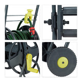 Relaxdays 45m slangenwagen, mobiele tuin- en balkonslanghaspel, met slanggeleider, 76,5x44x41 cm, grijsgeel