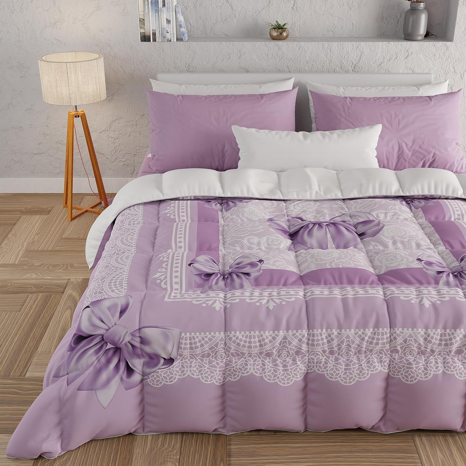 PETTI Artigiani Italiani - Winterquilt, Winterquilt, Eenvoudige quilt, Dubbelzijdig, Monocolor en digitaal printen, 100% hypoallergene microvezel, Made in Italy