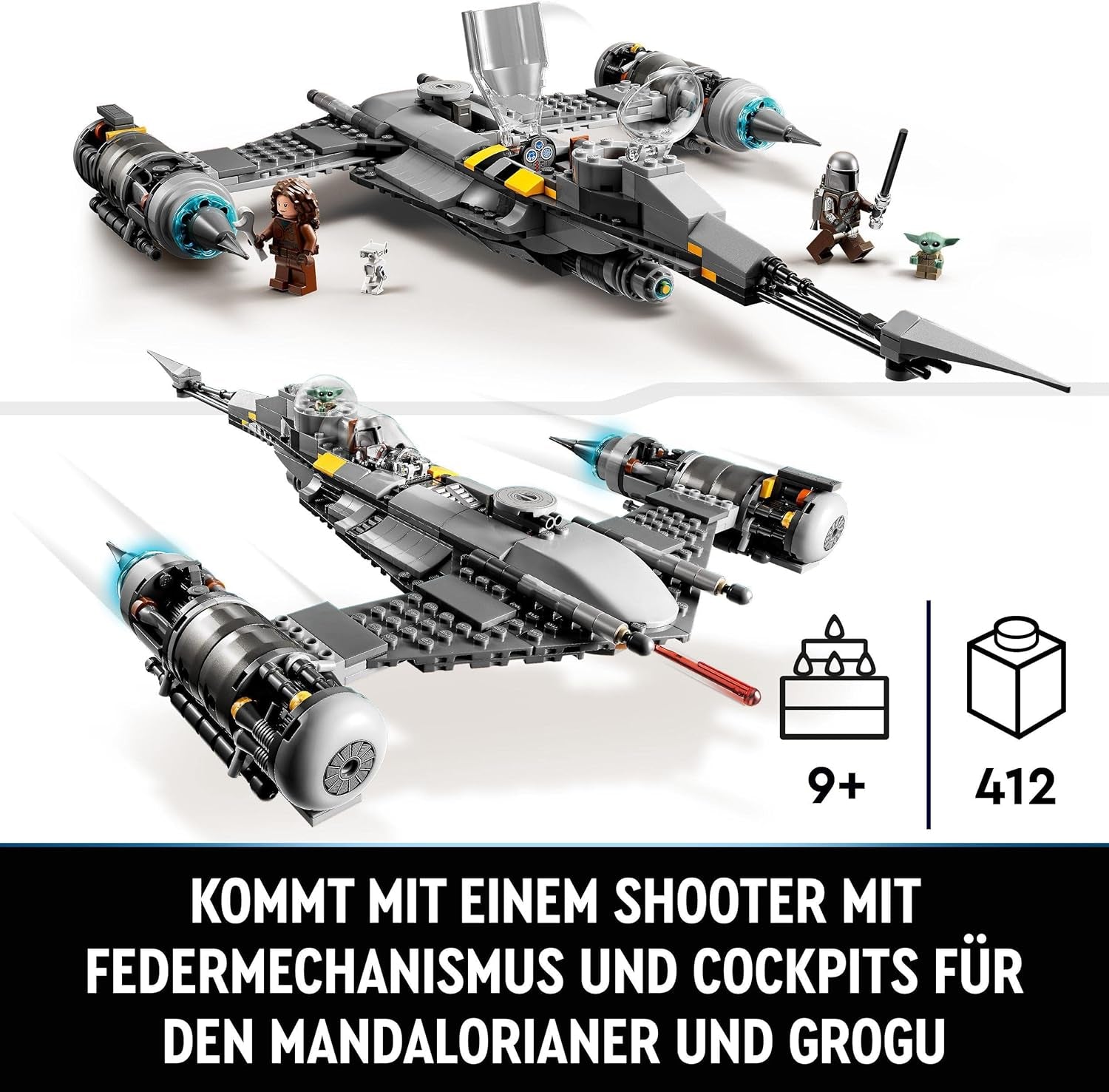 LEGO Star Wars Mandalorian Fighter N-1 uit het boek van Boba Fett Bouwspeelgoed met ruimteschip Set van 4 personages inclusief Baby Yoda figuur 75325 Bouwsets Besuche in LEGO-Store