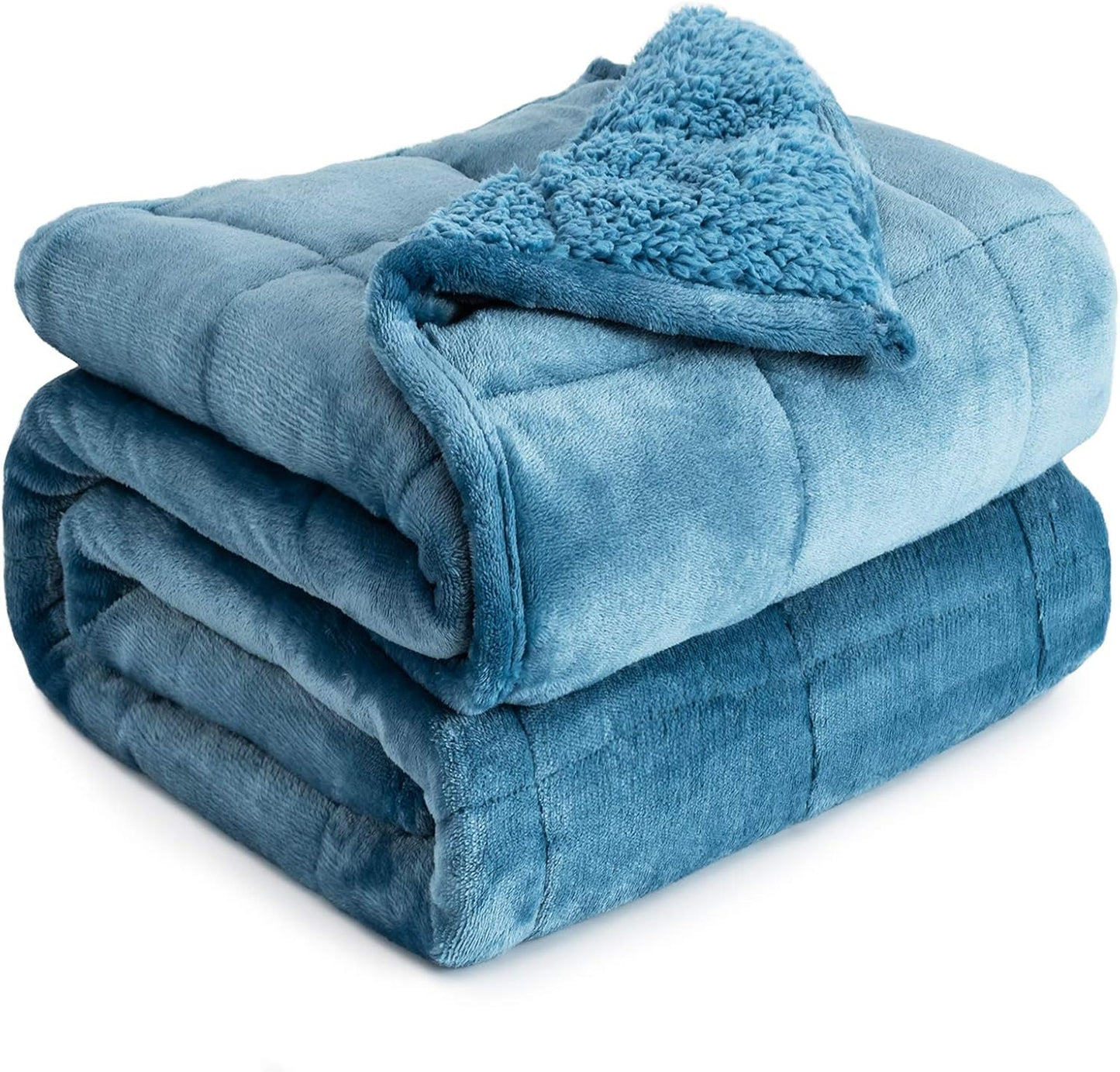 Cottonblue verzwaarde deken, 6,8 kg, queensize, flanel, shaggy, sherpa, gewogen deken voor volwassenen, comfortabele verzwaarde dekens om te kalmeren en te ontspannen, zware dekbedden, 152,4 x 203,2 Naty Shop leisteenblauwe dekbedden en dekbedden 60 * 80 15 pond