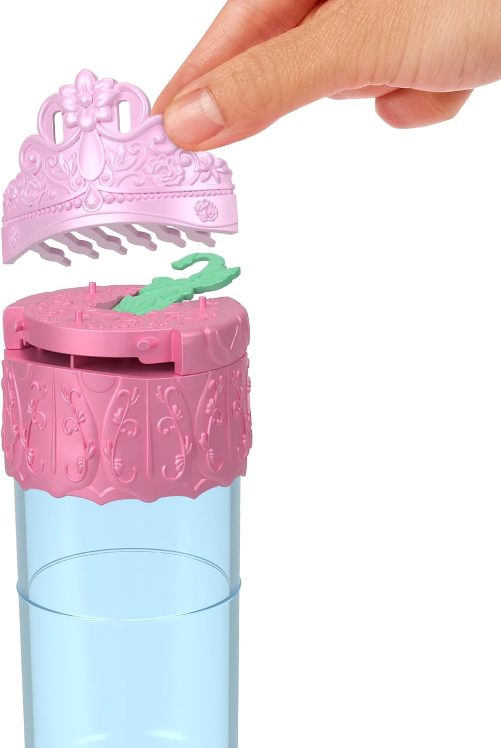 Mattel Disney Princess Royal Color Reveal kleine pop met 6 verrassingen, inclusief geurring en 4 accessoires (poppen kunnen variëren), tuinfeestserie HRN63