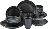 CreaTable, 22699, Industrial Gold BLACK-serie, 16-delige serviesset voor 4 personen, porseleinen combiservies, vaatwasmachine- en magnetronbestendig, hoogwaardige productie