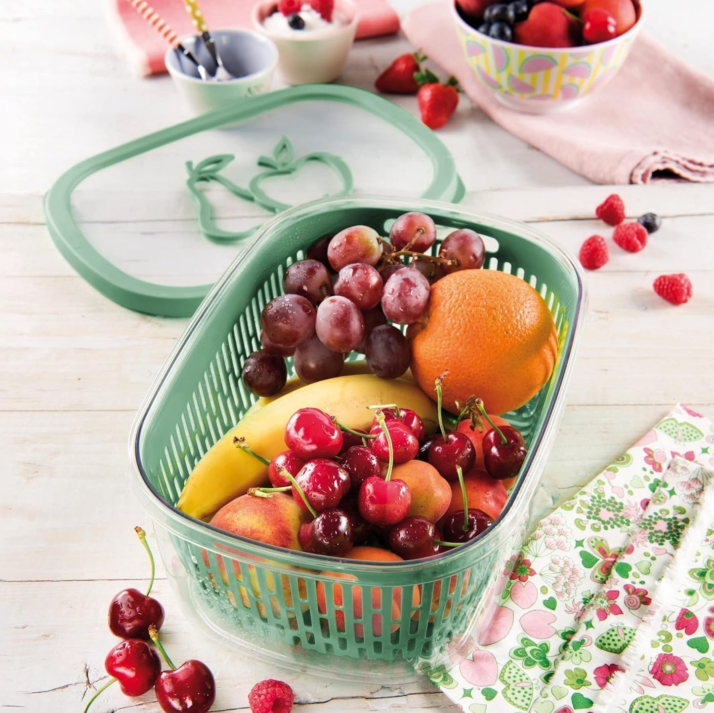Zaag voor het conserveren van fruitsmaak, kunststof, groen, 4 LT - rechthoekig Voedselbewaardozen Naty Shop