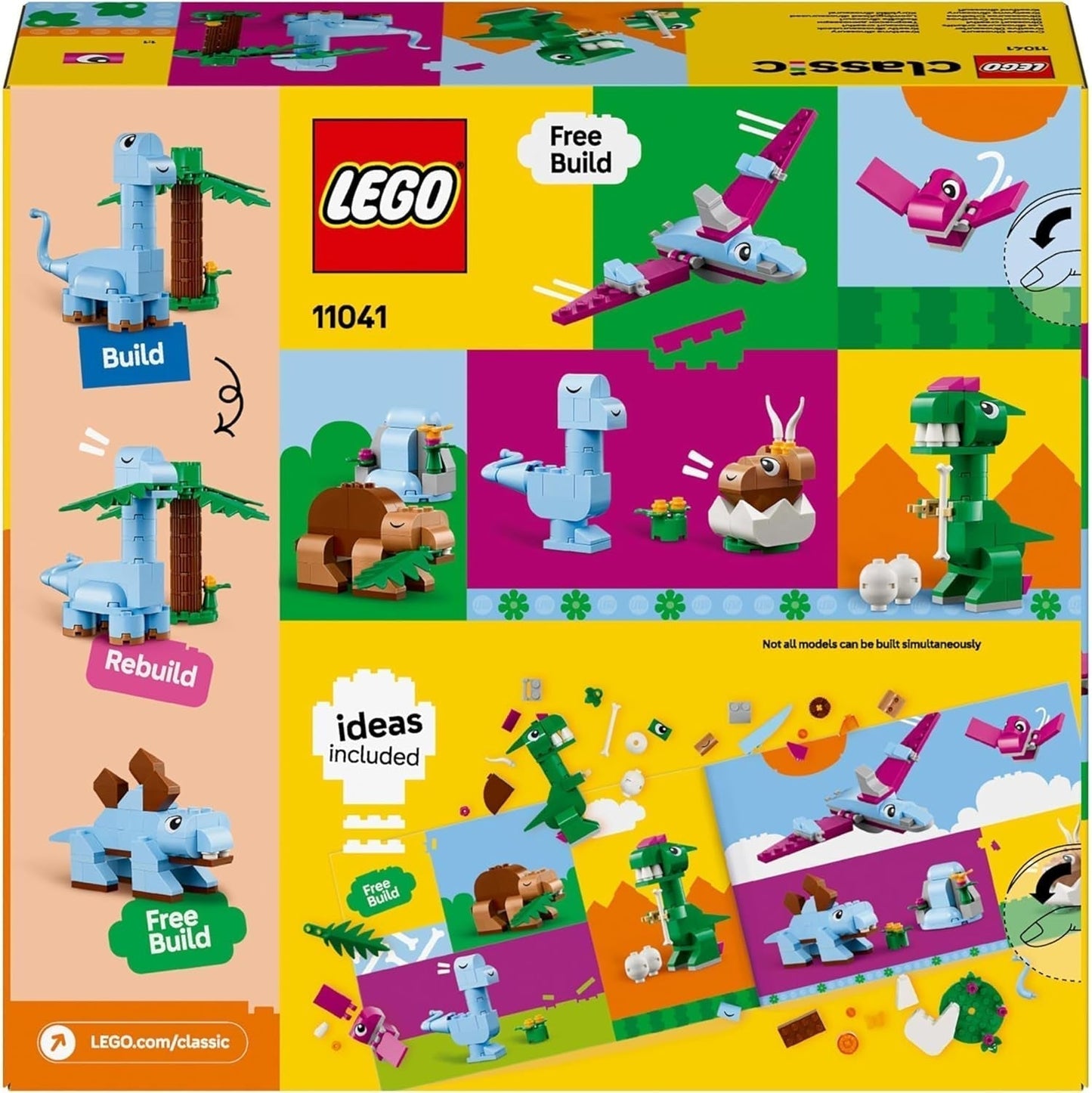 LEGO Classic Creatieve dinosaurussen bouwset met diermodellen en figuren gemaakt van stenen, fantasierijke speelervaring, cadeau voor jongens en meisjes vanaf 5 jaar oud, inclusief T.Rex en Triceratops 11041 Bouwsets Besuche den LEGO-Store