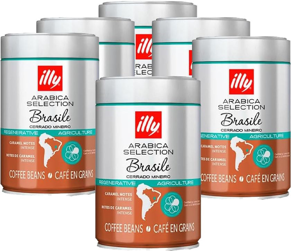 ILLY 6 dozen koffiebonen, elk 250 gram, Arabica Selection, Brazilië, Cerrado Mineiro certificaat, Regenagri