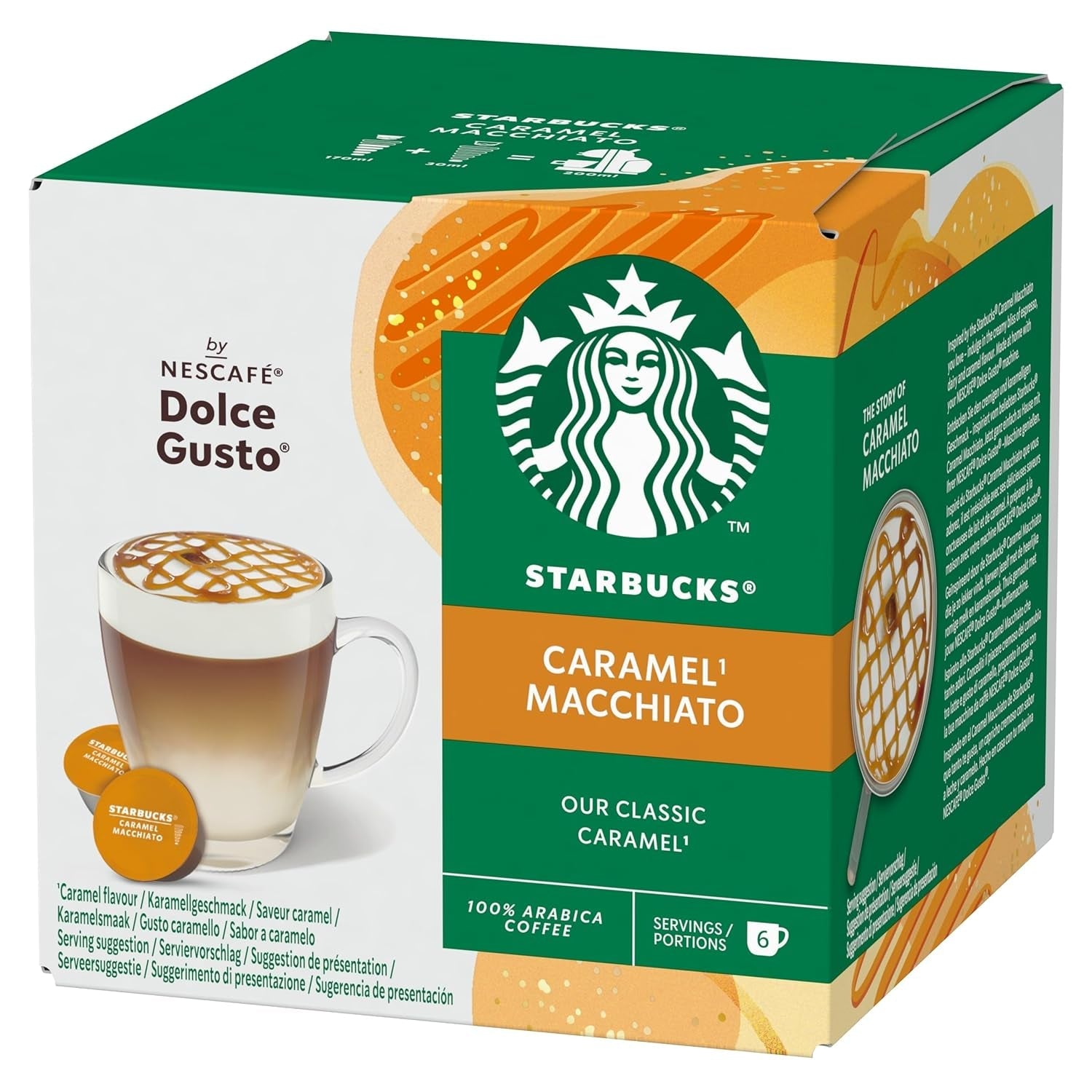 STARBUCKS Caramel Macchiato van Nescafé Dolce Gusto Kaffeekapseln 6 x 12 (72 Kapseln)