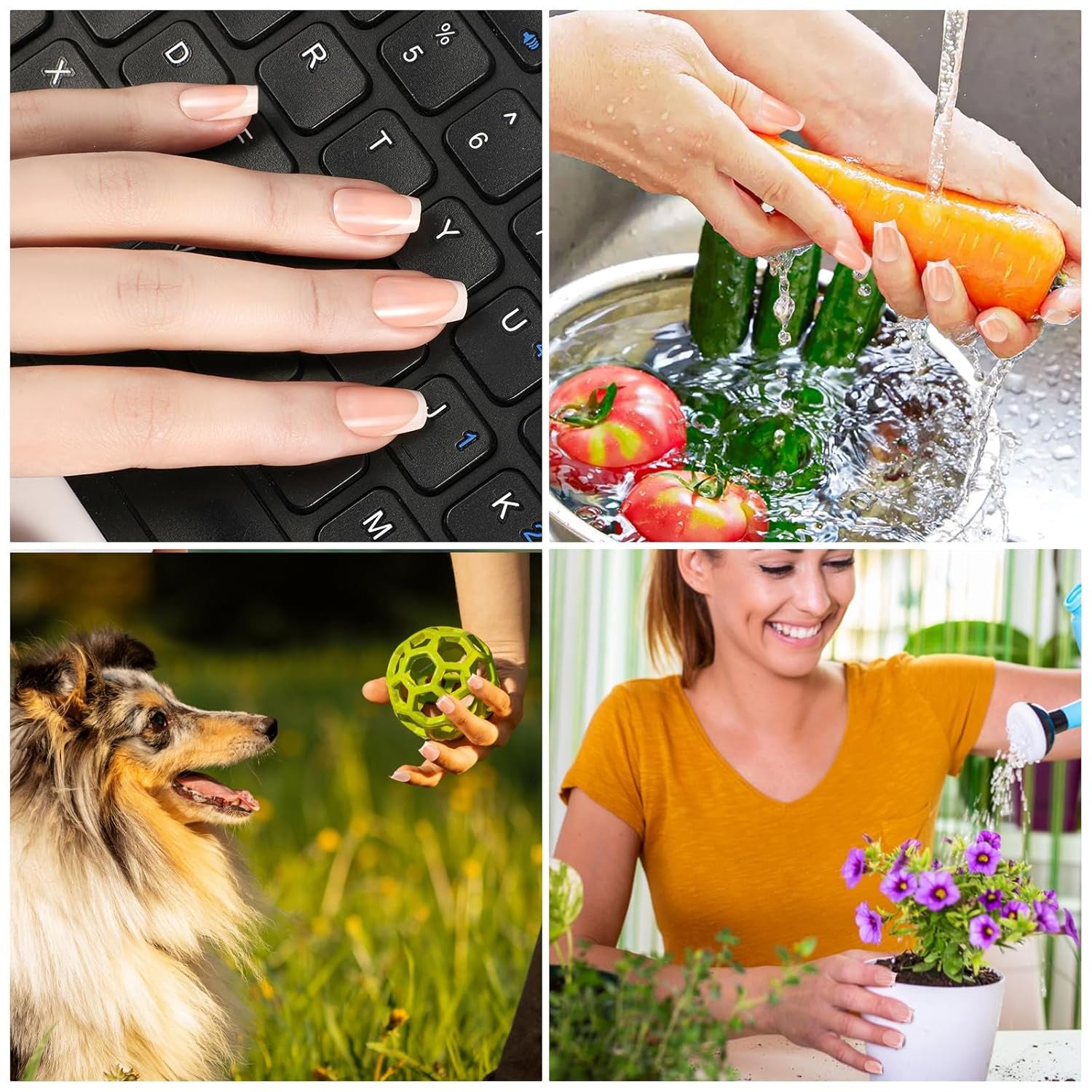 360 stuks Franse kunstnagels Medium rechthoek nepnagels met valse nagelvijl Natuurlijke tips DIY Press On voor dames en vrouwen