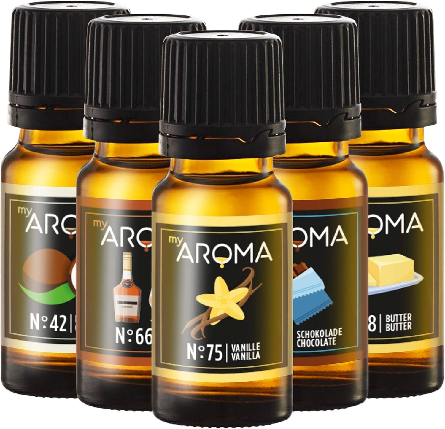 Myaroma | Set: Bos & Weide - Puur Natuurlijke Smaak met Fruitsmaak en Fruitsmaak (5 x 10 ml) | Suikervrije en ongezoete zoetstoffen Naty Shop Confectionery