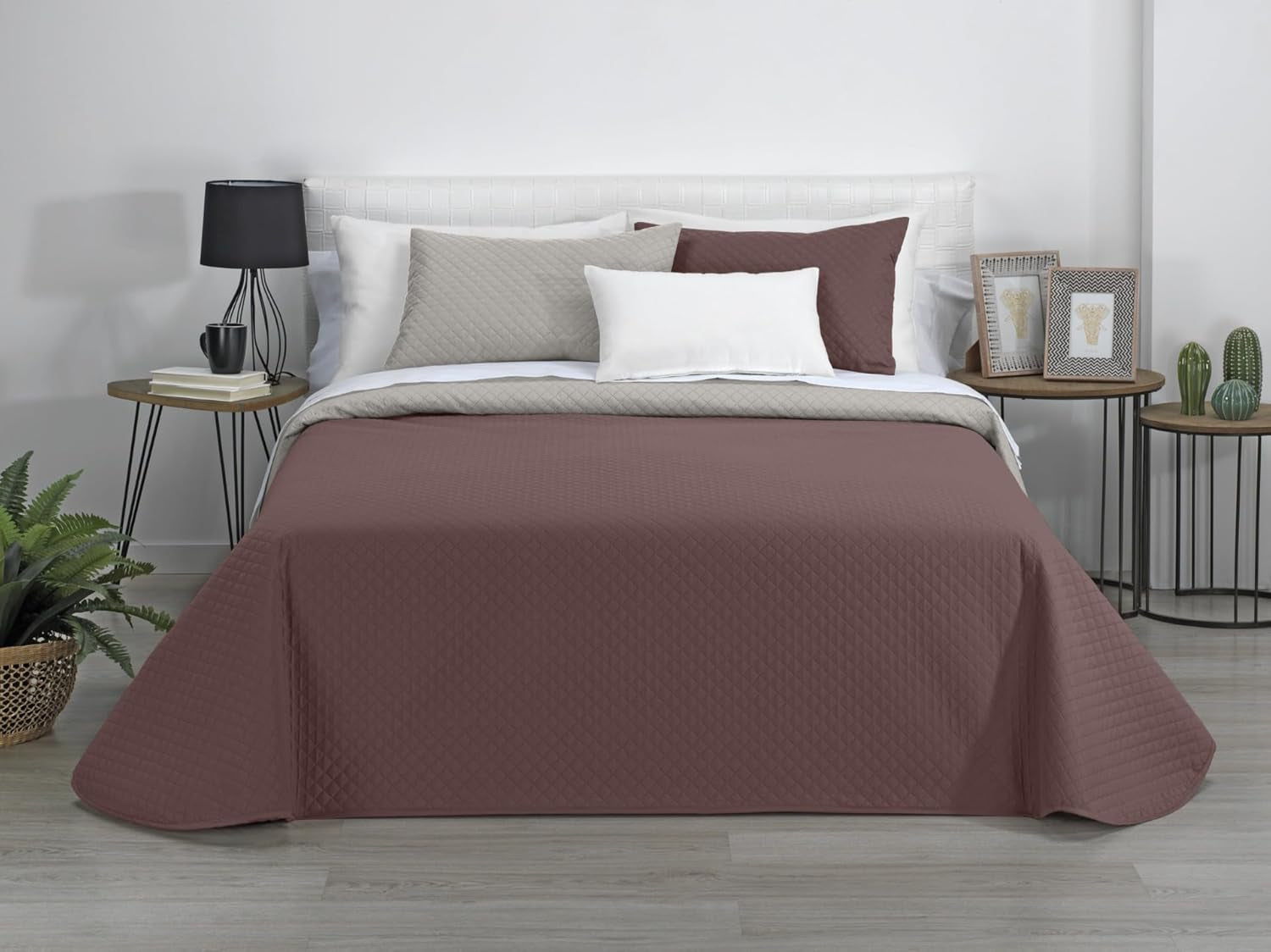Estoralis | AVA | Omkeerbare boetiekquilt | Voor alle seizoenen | Kleur - Beige/bruin | Voor bed van 105 cm. (200 X 270 Cm. Ancho X Alto) | Gewatteerde quilt Quilts en quilts Naty Shop Standaard titel