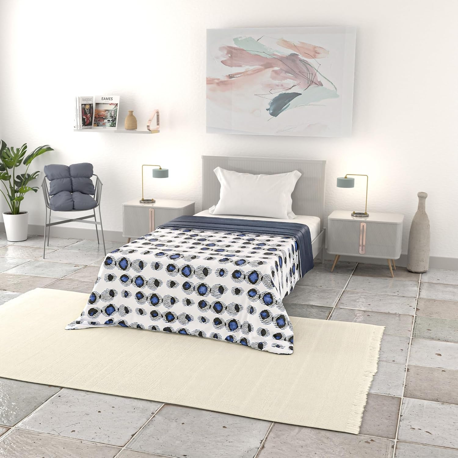 Basic zomerdeken, microvezel, jeansstrepen, 200X240Cm Quilts en quilts Naty Shop Optica 200X240Cm