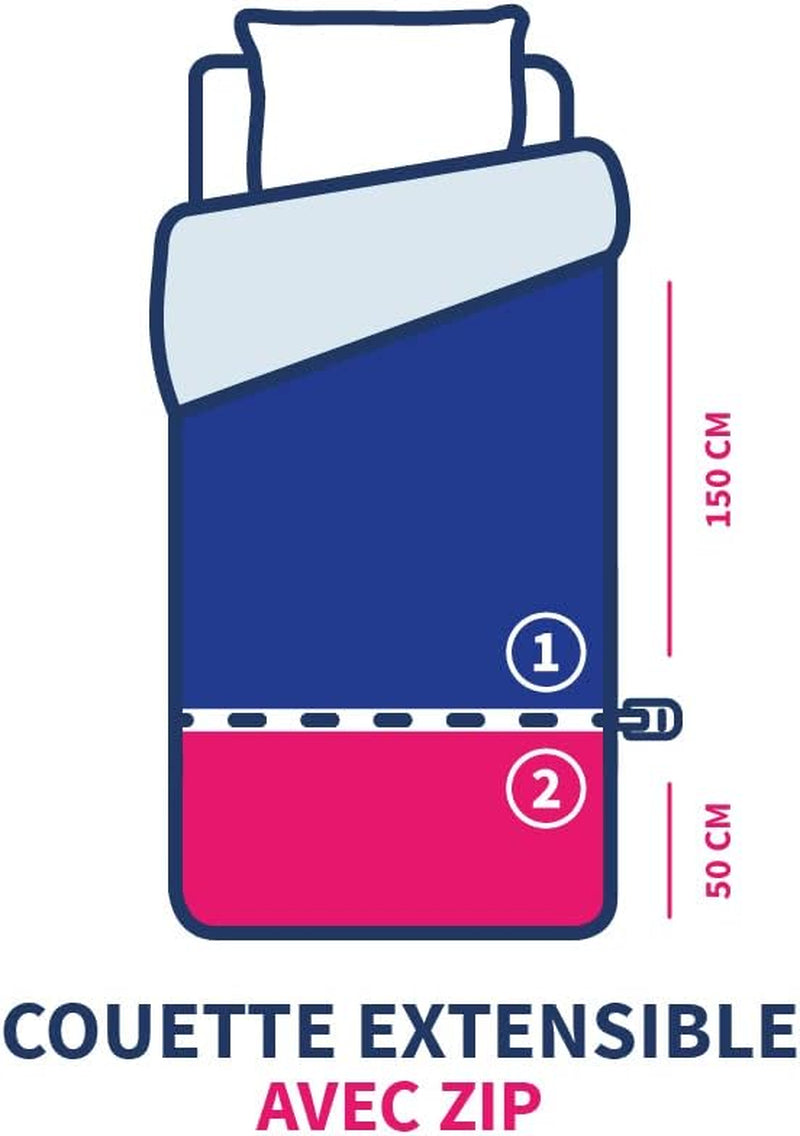 Bleu Câlin kinderdekbed 140X(150+50) Cm Speciaal voor kinderbedden, gehard dekbed uitbreidbaar tot 140X200 Cm, wasbaar op 95°, wit Dekbedden en dekbedden Naty Shop