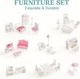Houten poppenhuis met meubels en accessoires Speelhuis voor meisjes Kinderspeelkamer Speelgoed Poppenhuizen Naty Shop