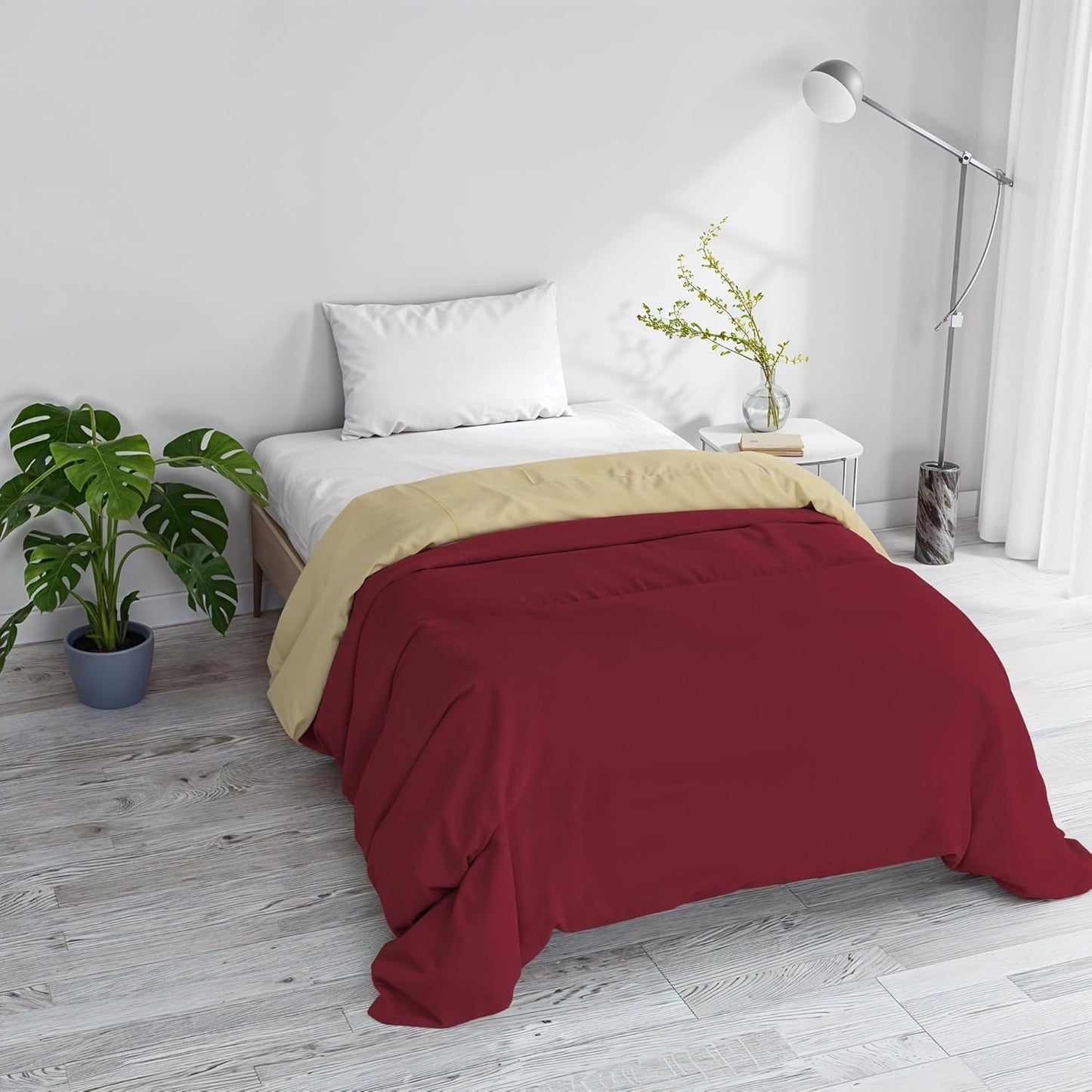 Basic winterdeken, uni en gewatteerd, donkergroen/crème, 200X245Cm Naty Shop quilts en quilts Bordeaux/crème 200X245Cm